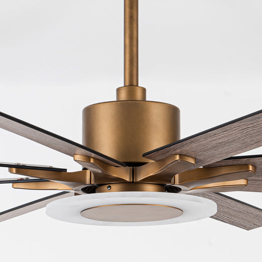 Indoor Integrated LED Reversible 8-Blade Antique Gold Ceiling Fan with Light and Remote Control