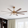 Indoor Integrated LED Reversible 8-Blade Antique Gold Ceiling Fan with Light and Remote Control