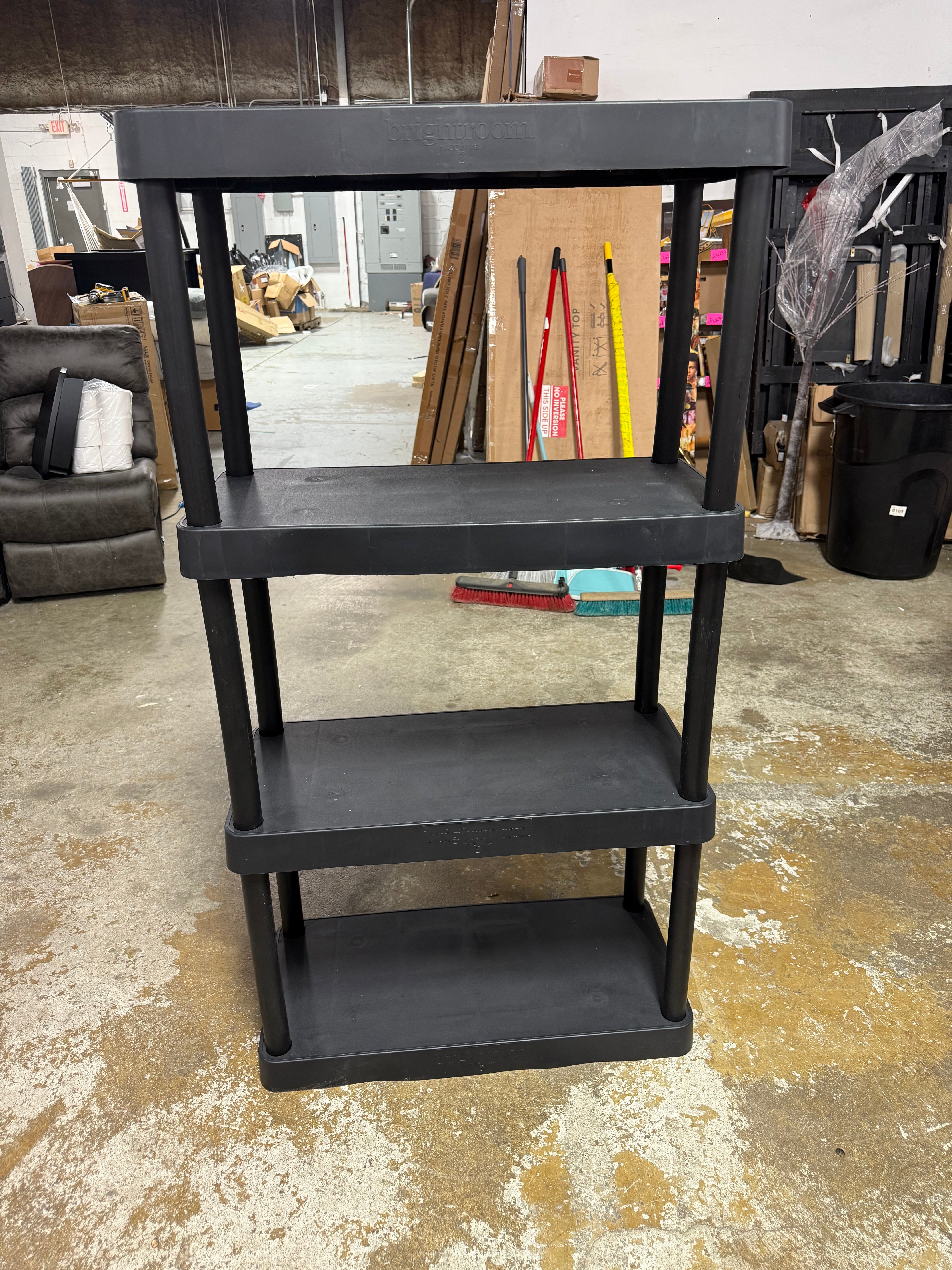 4 Tier Plastic Shelf Unit Black - Brightroom™: Utility Storage Shelves, 55.8" Height, 70 lbs Capacity, Freestanding, Final Cut