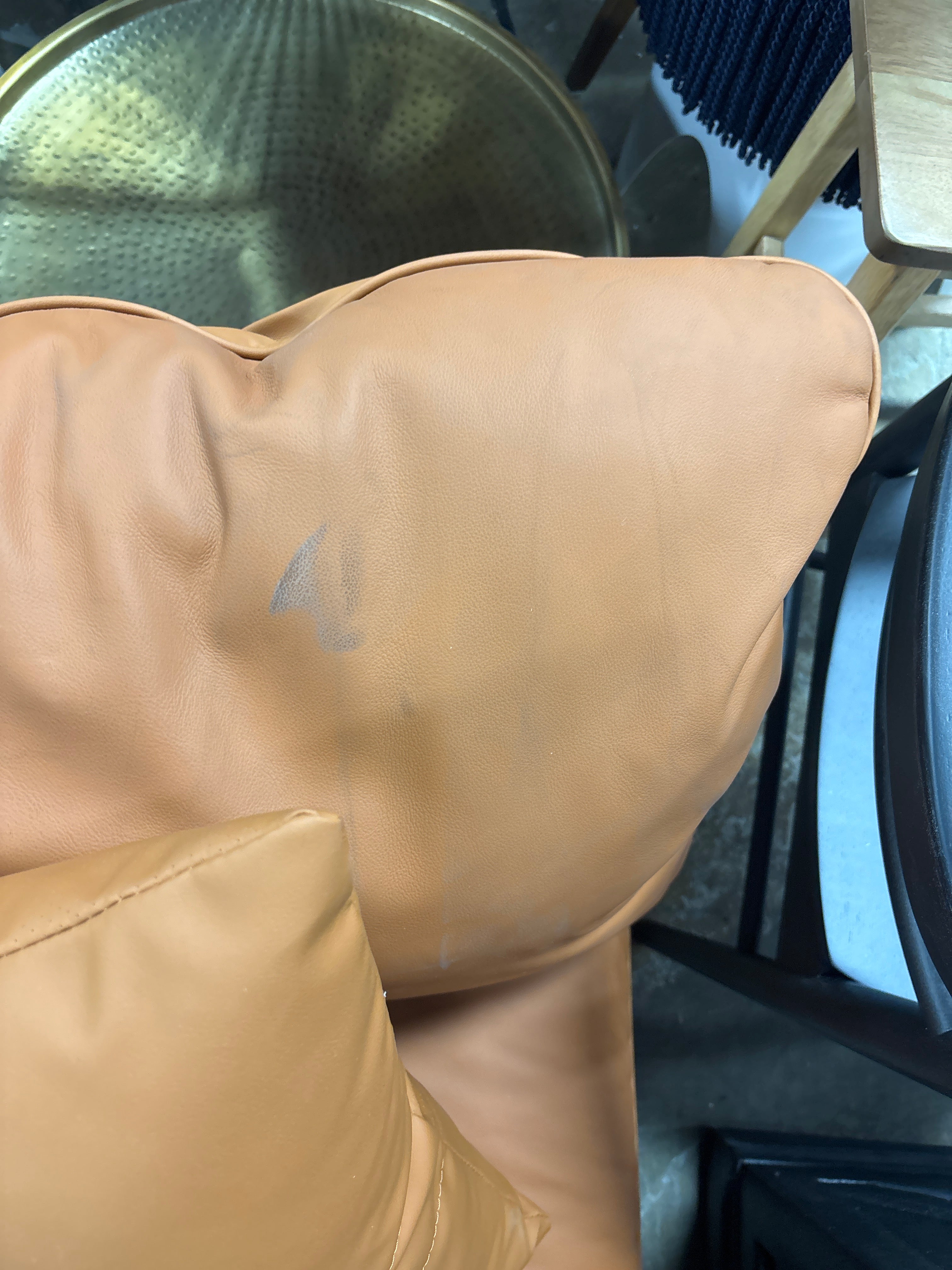 101" Orange Genuine Leather Standard Sofa SHOWROOM ITEM