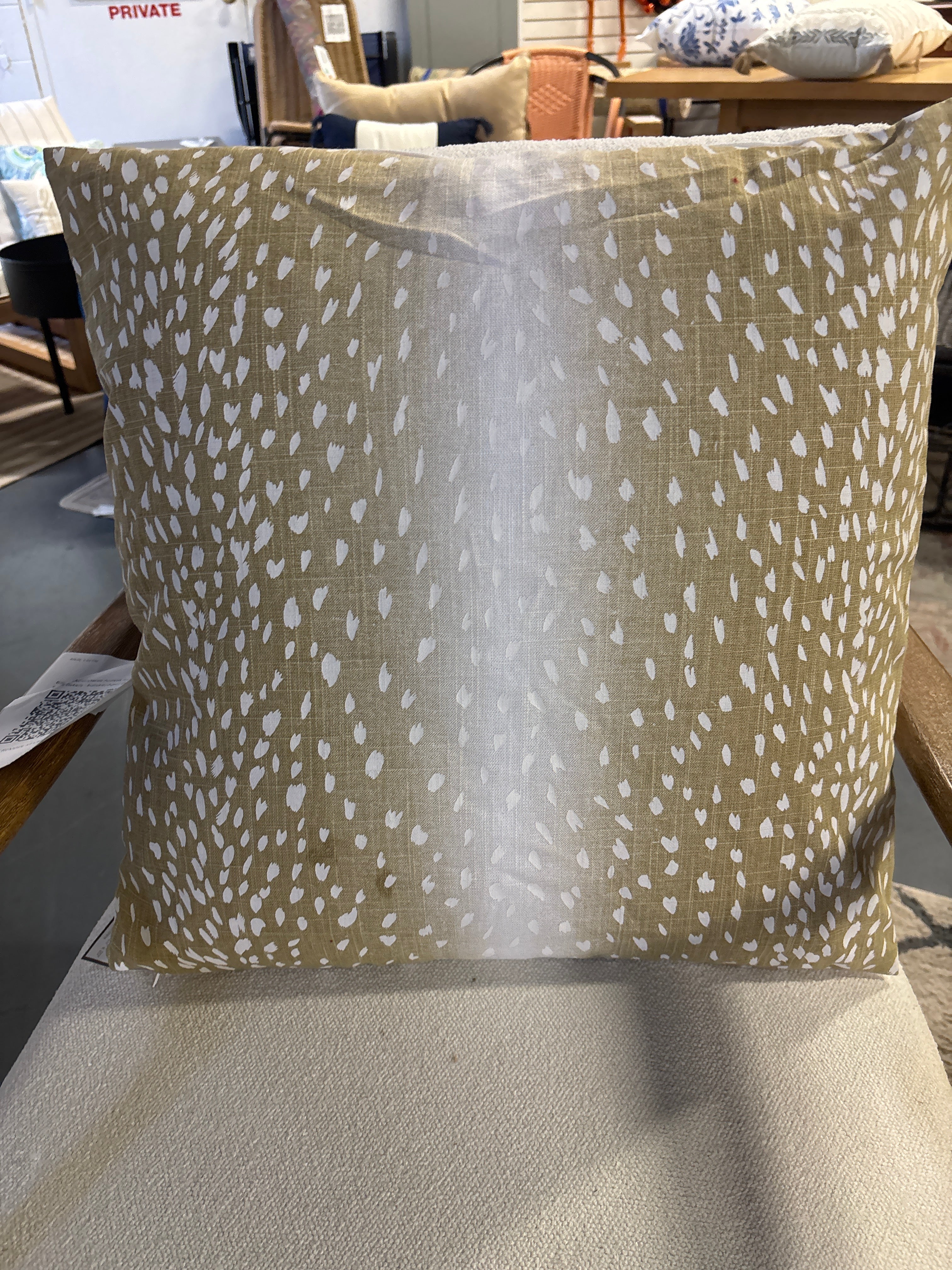 Linen Antelope Throw Pillow Cover - Beige Animal Print SHOWROOM ITEM