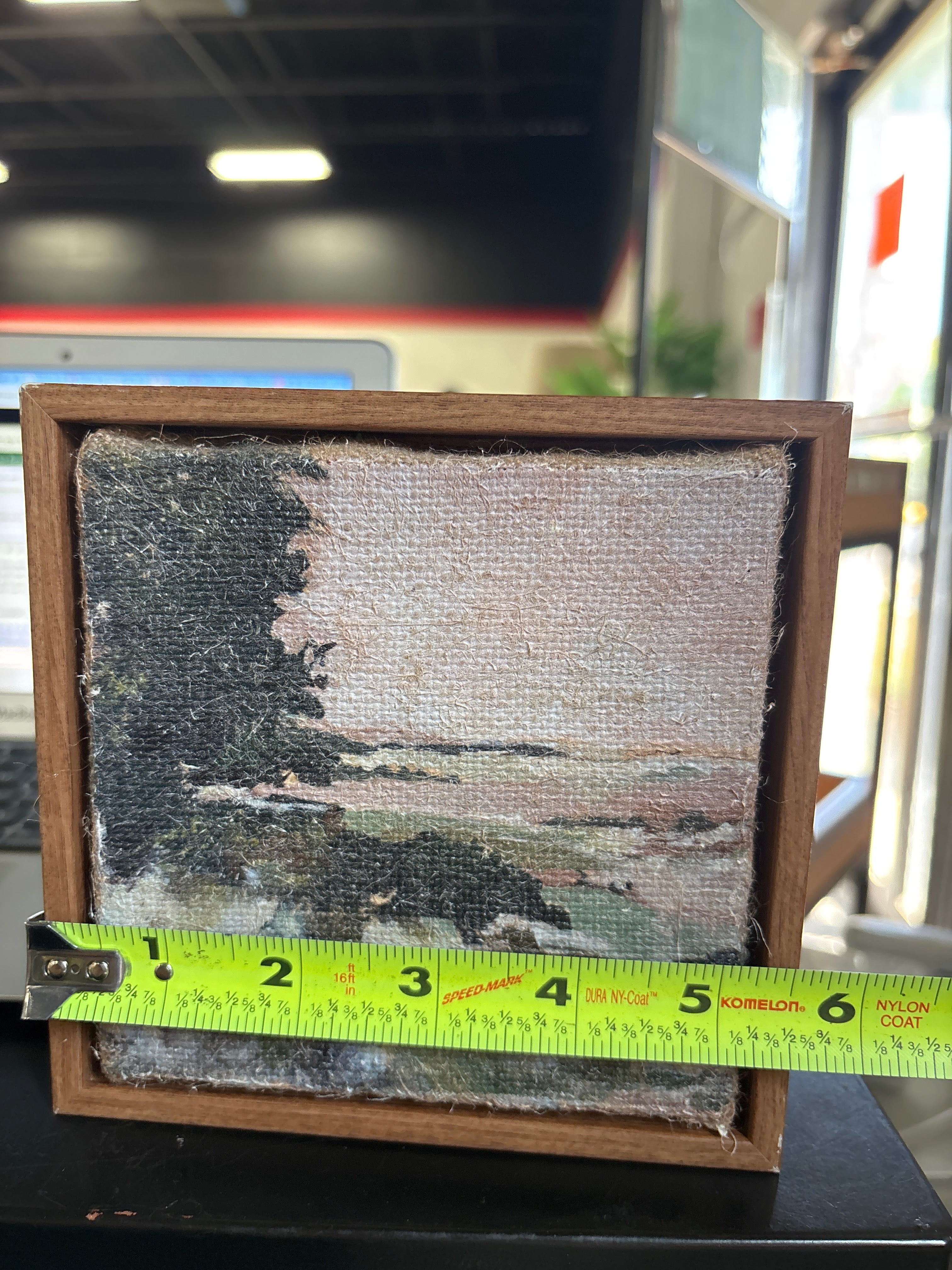 1pc 5.5" x 5.5" Landscape Burlap Wall Art SHOWROOM ITEM