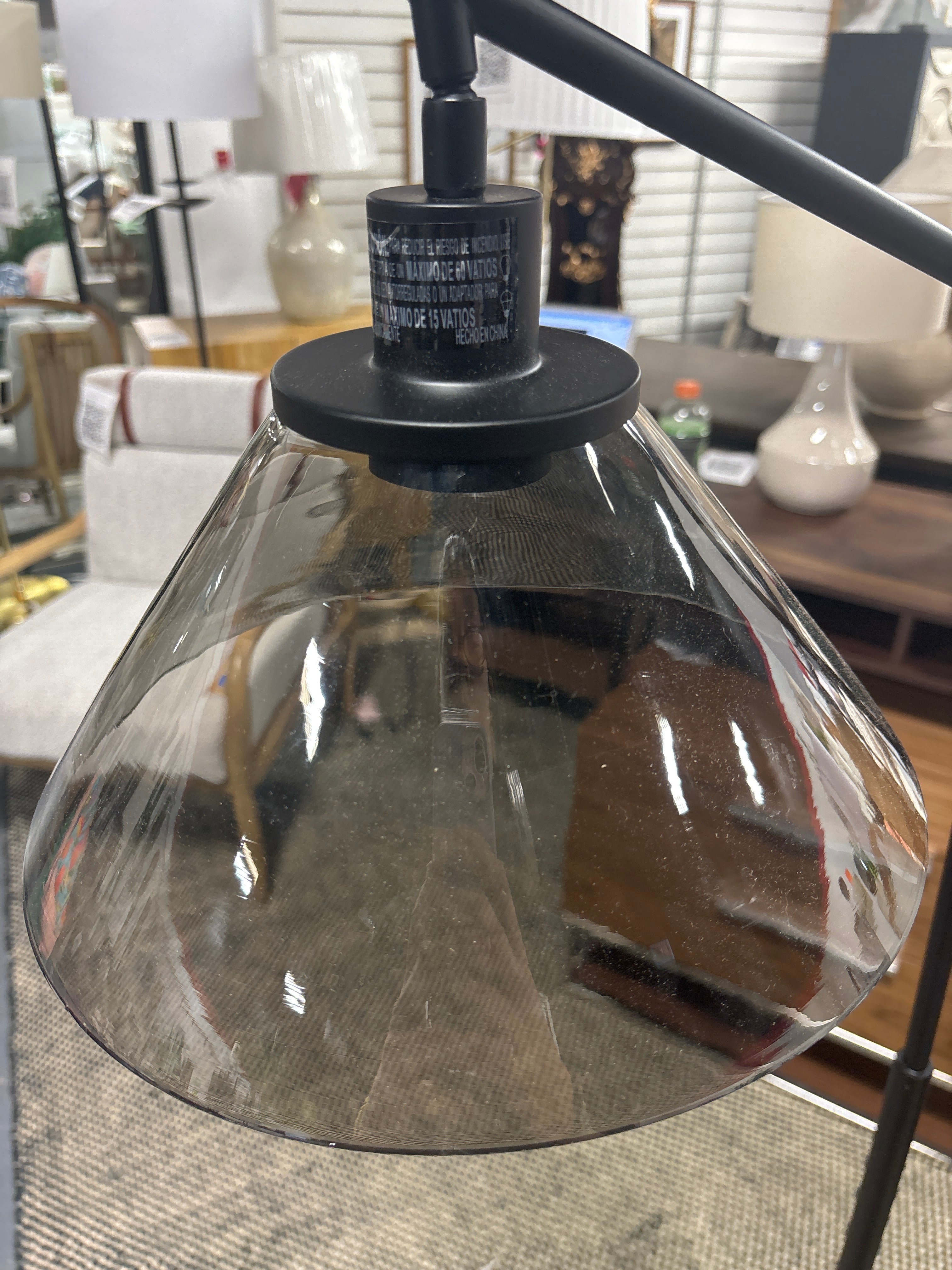 Smoked Glass Floor Lamp - Black SHOWROOM ITEM