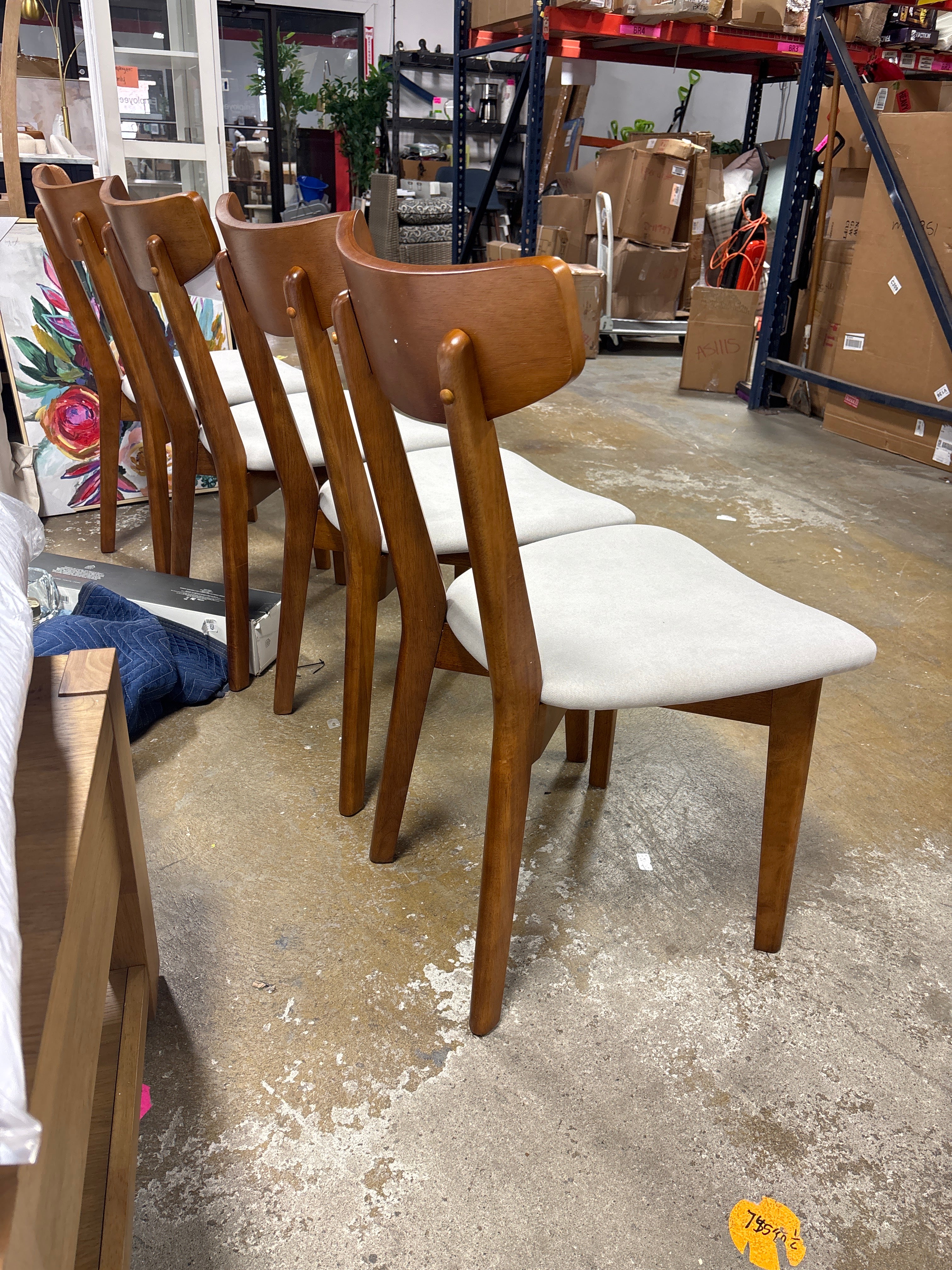 (Set of 4) Astrid Mid-Century Dining Chairs - Upholstered Walnut SHOWROOM ITEM