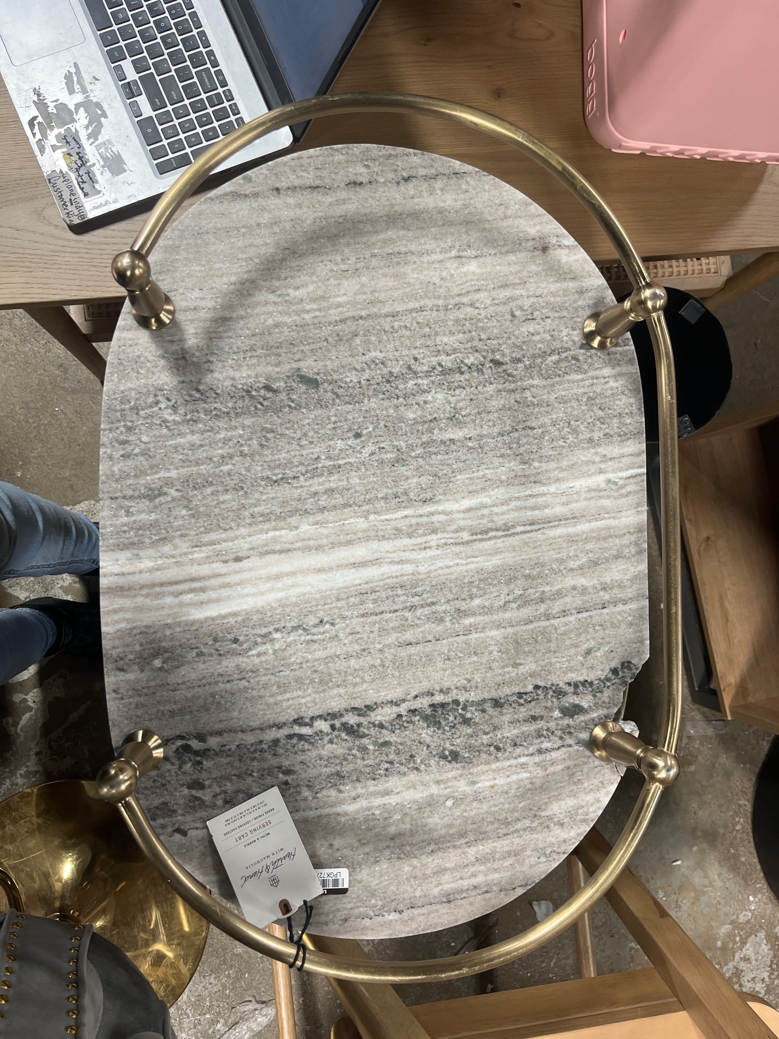 30" Metal and Marble Bar Serving Cart - Hearth & Hand™ with Magnolia SHOWROOM ITEM