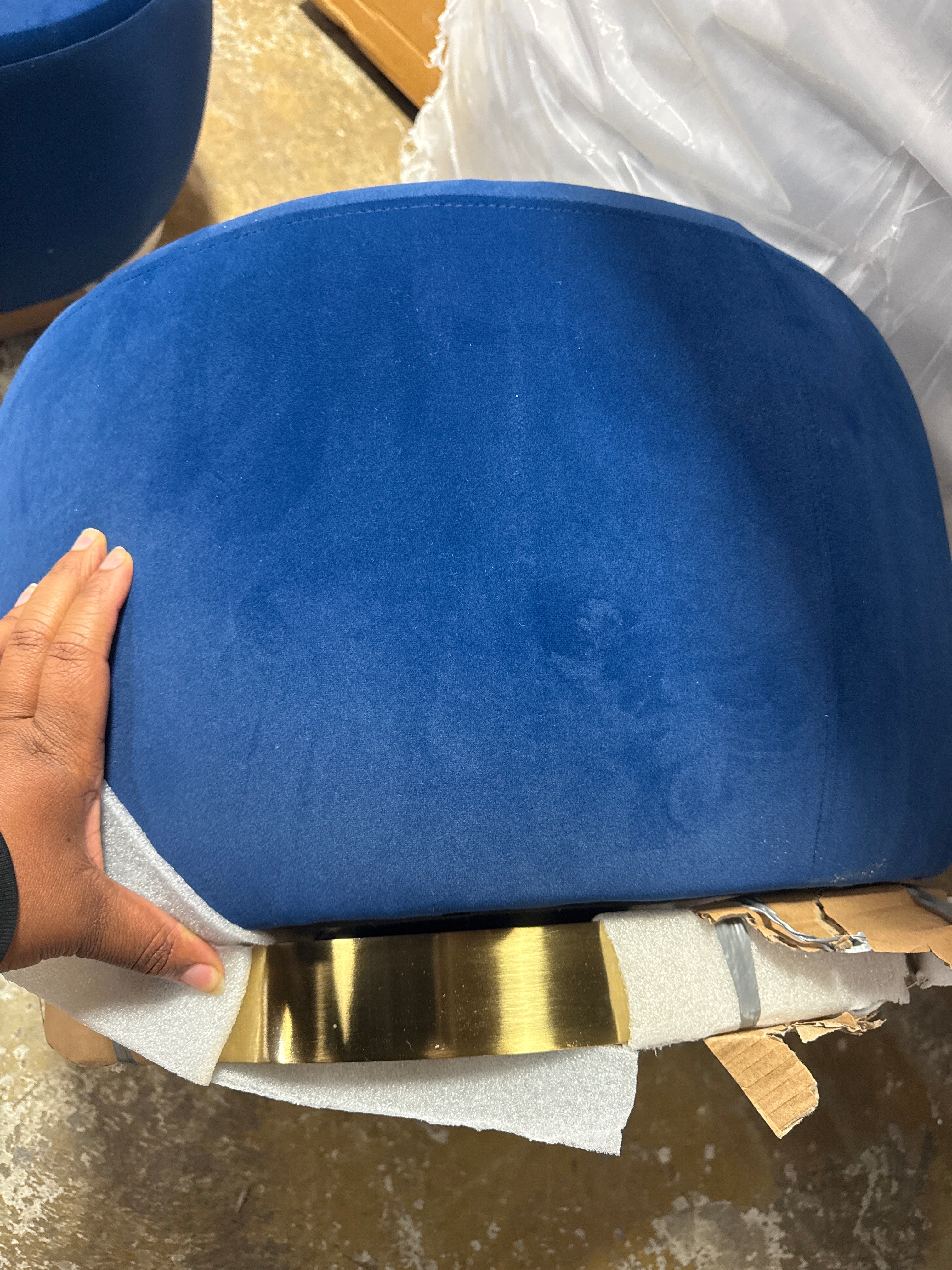 Velvet Upholstered Round Swivel Velvet Ottoman