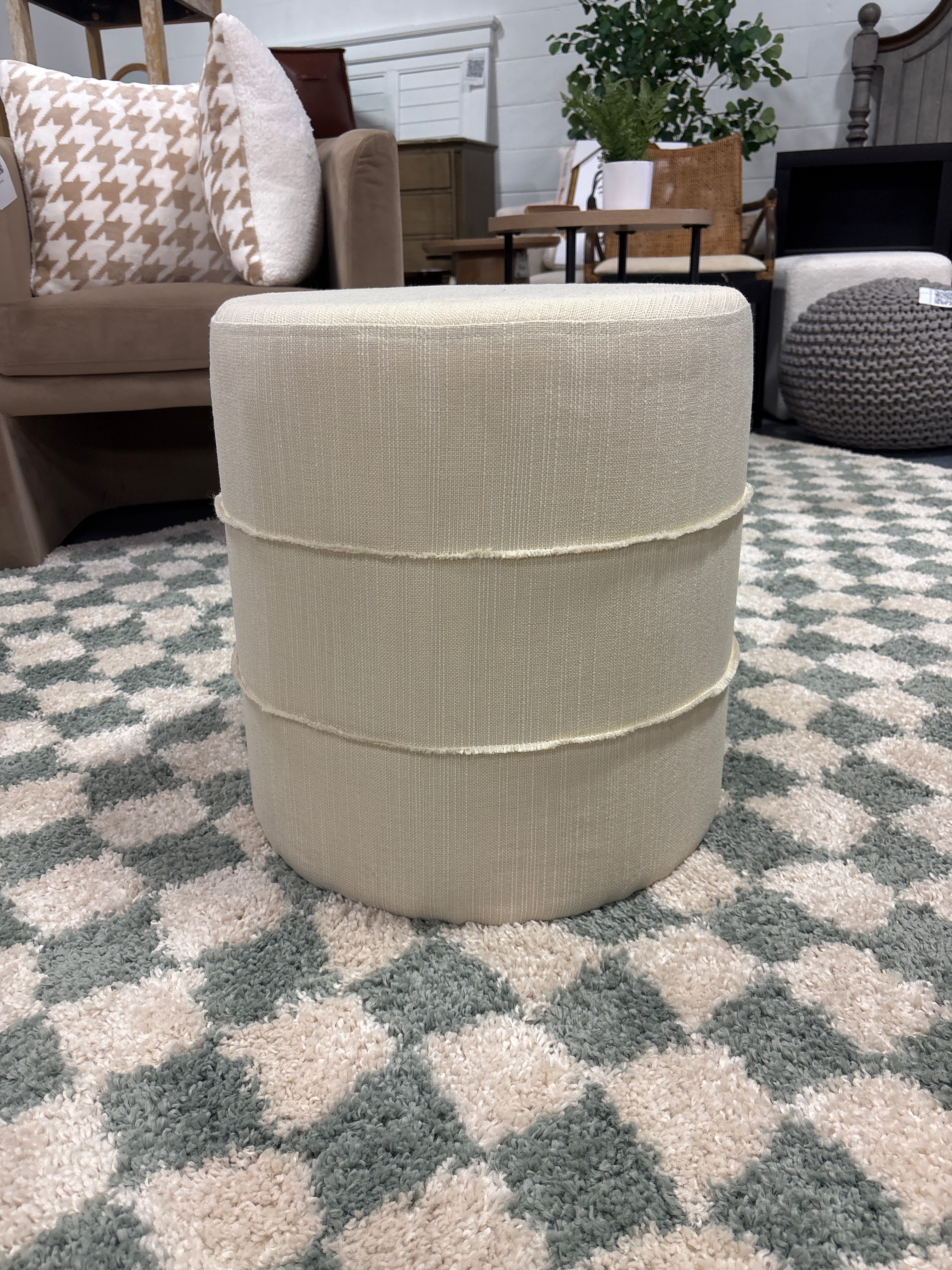 Catalina Mudcloth Round Ottoman SHOWROOM ITEM