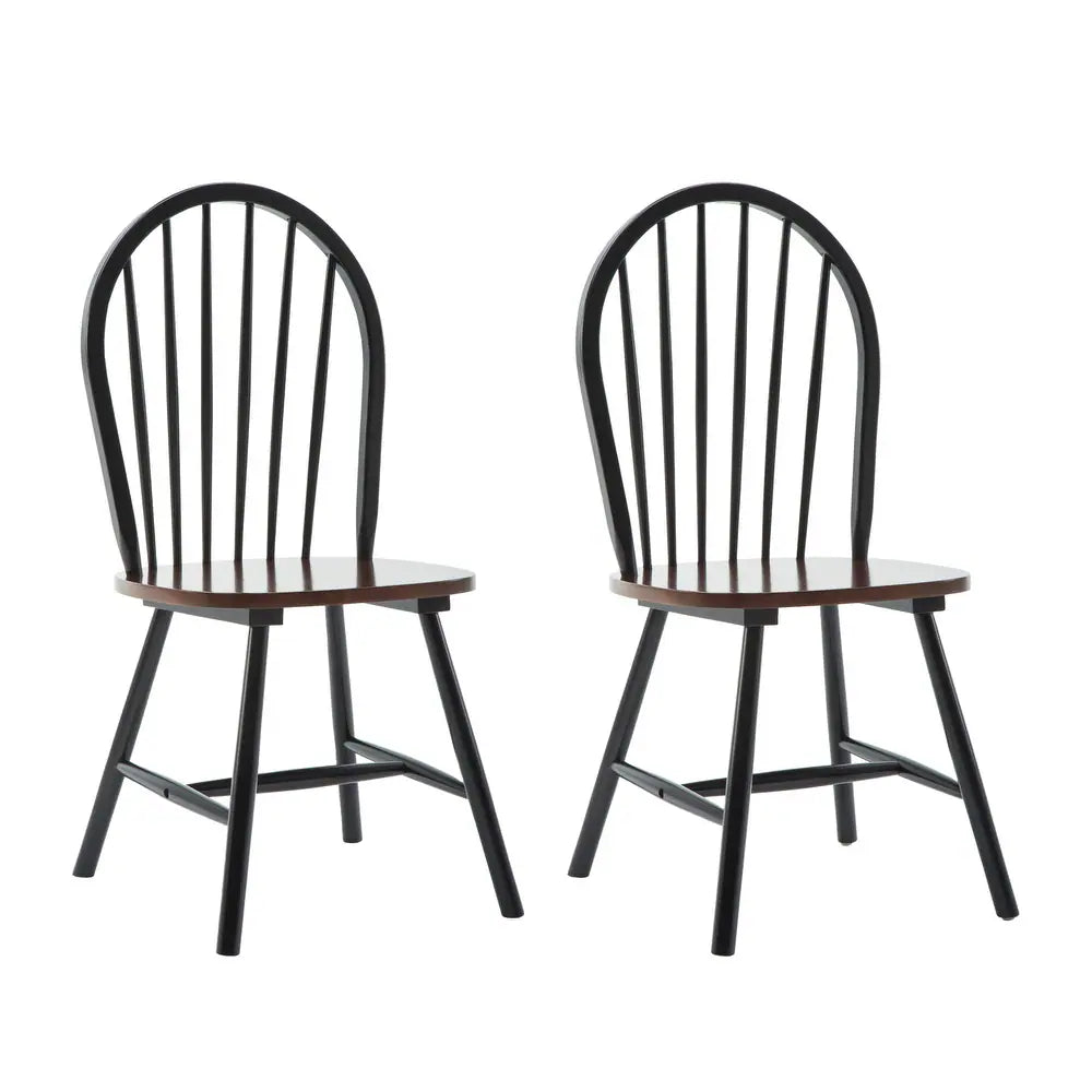 Windsor Farmhouse Dining Chairs, Set of 2 - Black