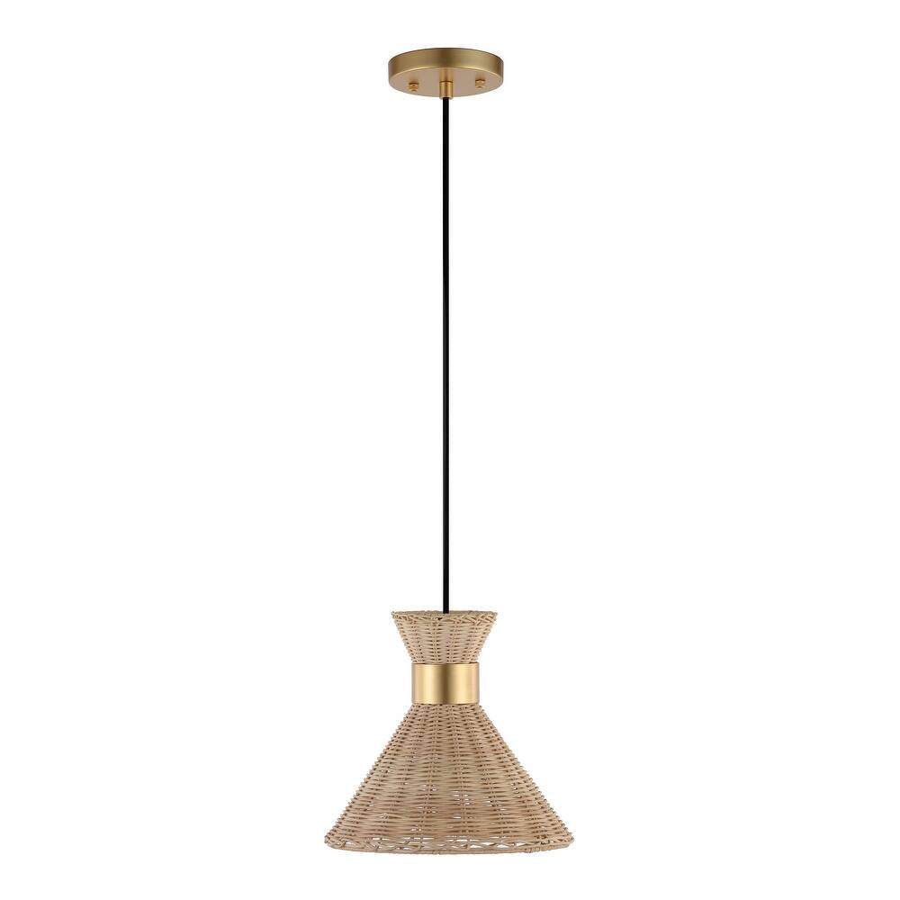 WINGBO Farmhouse Dome Chandelier Natural Material Hand-Woven Hanging Lamp