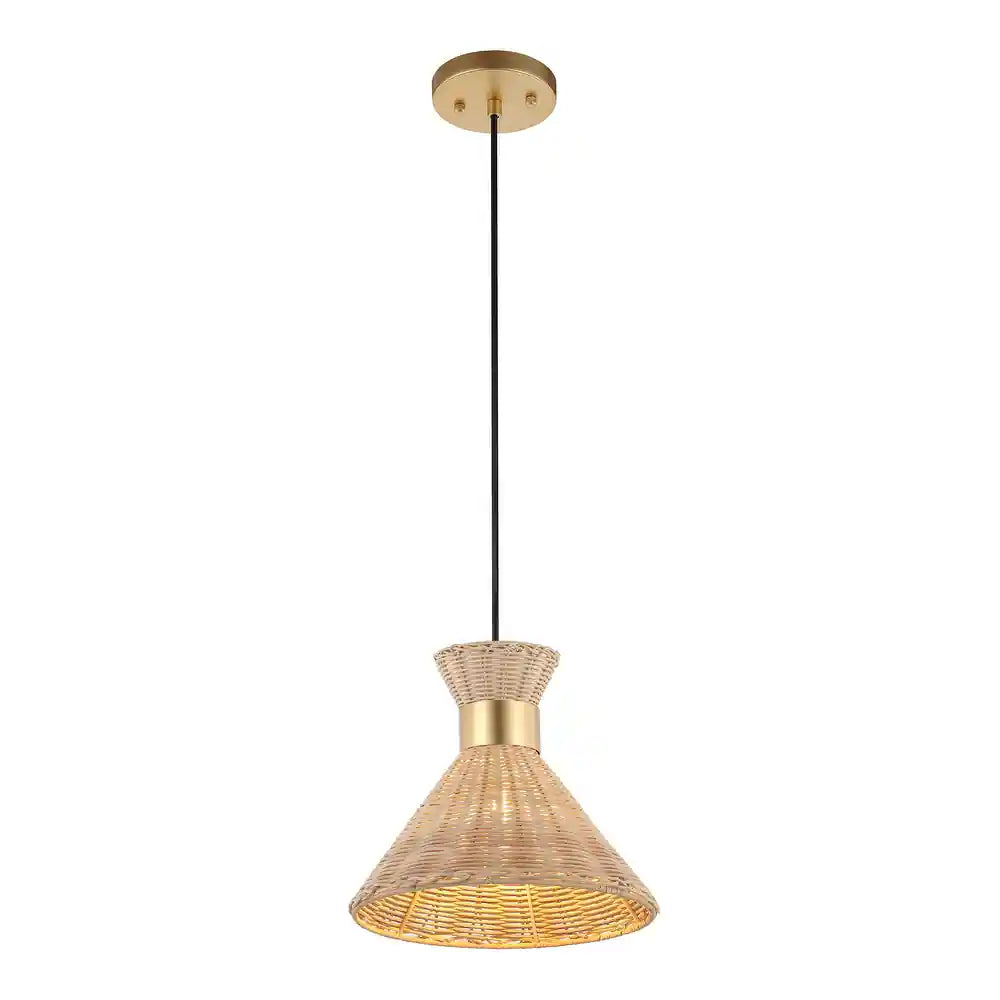 WINGBO Farmhouse Dome Chandelier Natural Material Hand-Woven Hanging Lamp