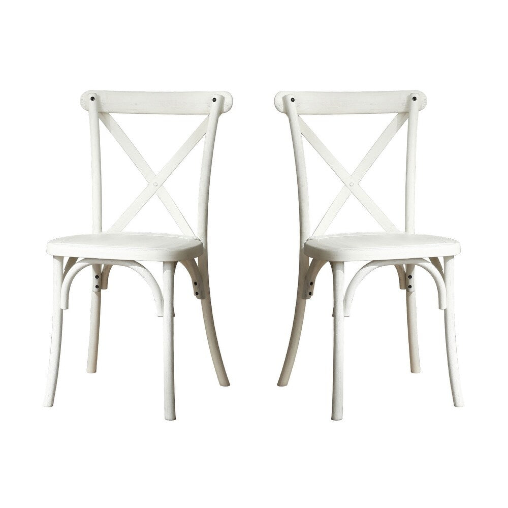2-Pack Outdoor Resin X-Back Chair Dining Chair, Retro Natural Mid Century Chair Modern Farmhouse Chair, Lime Wash