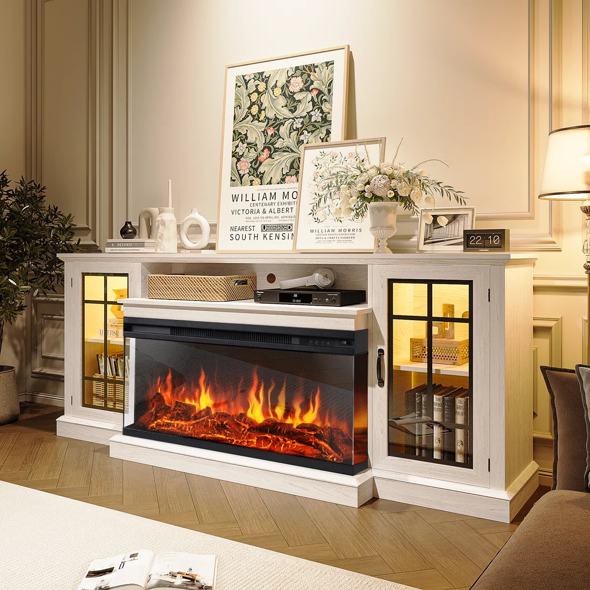 Farmhouse TV Stand Glass Cabinet ONLY