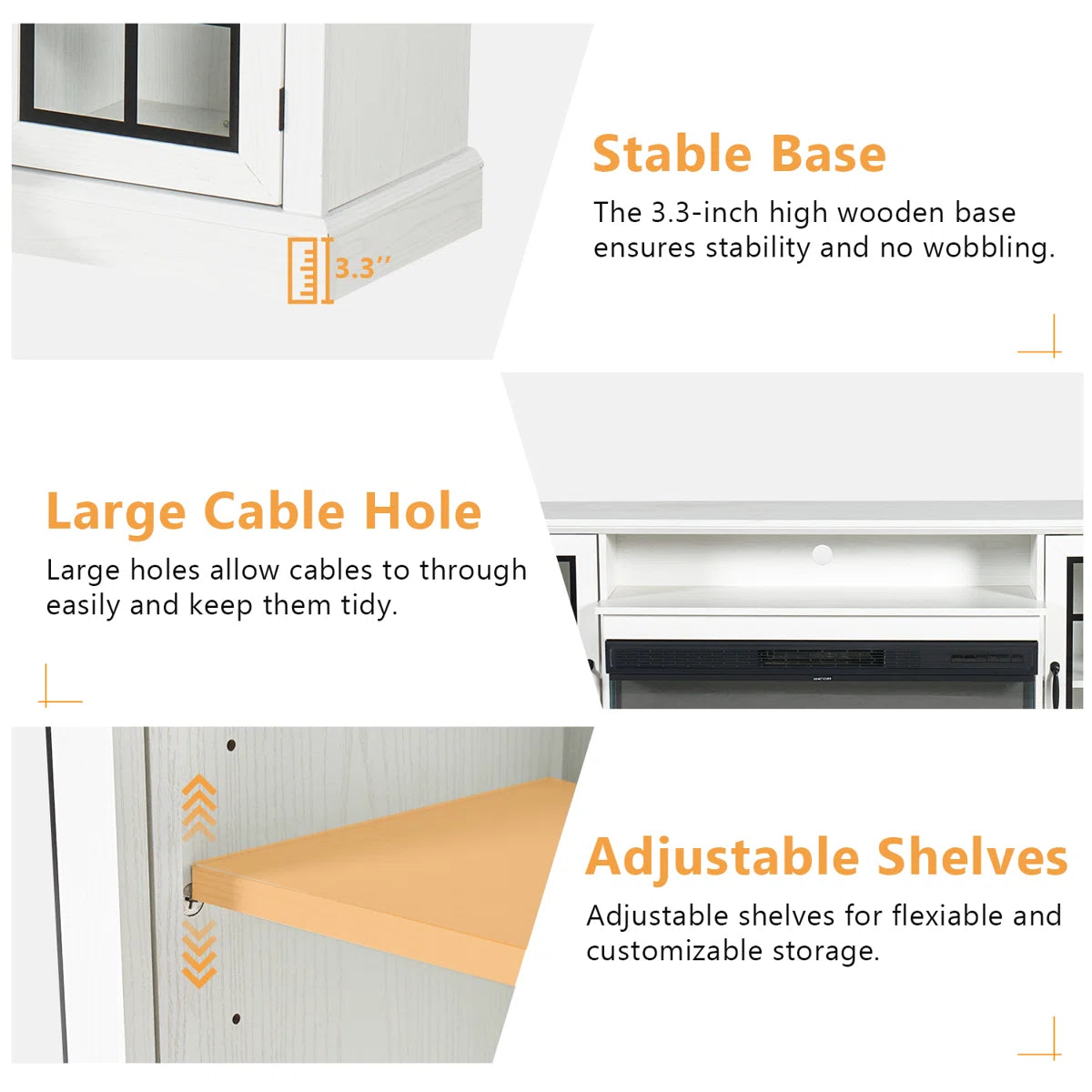 Farmhouse TV Stand Glass Cabinet ONLY