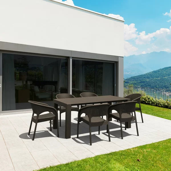 Rattan BrownExtendable Rectangular Outdoor Dining Table