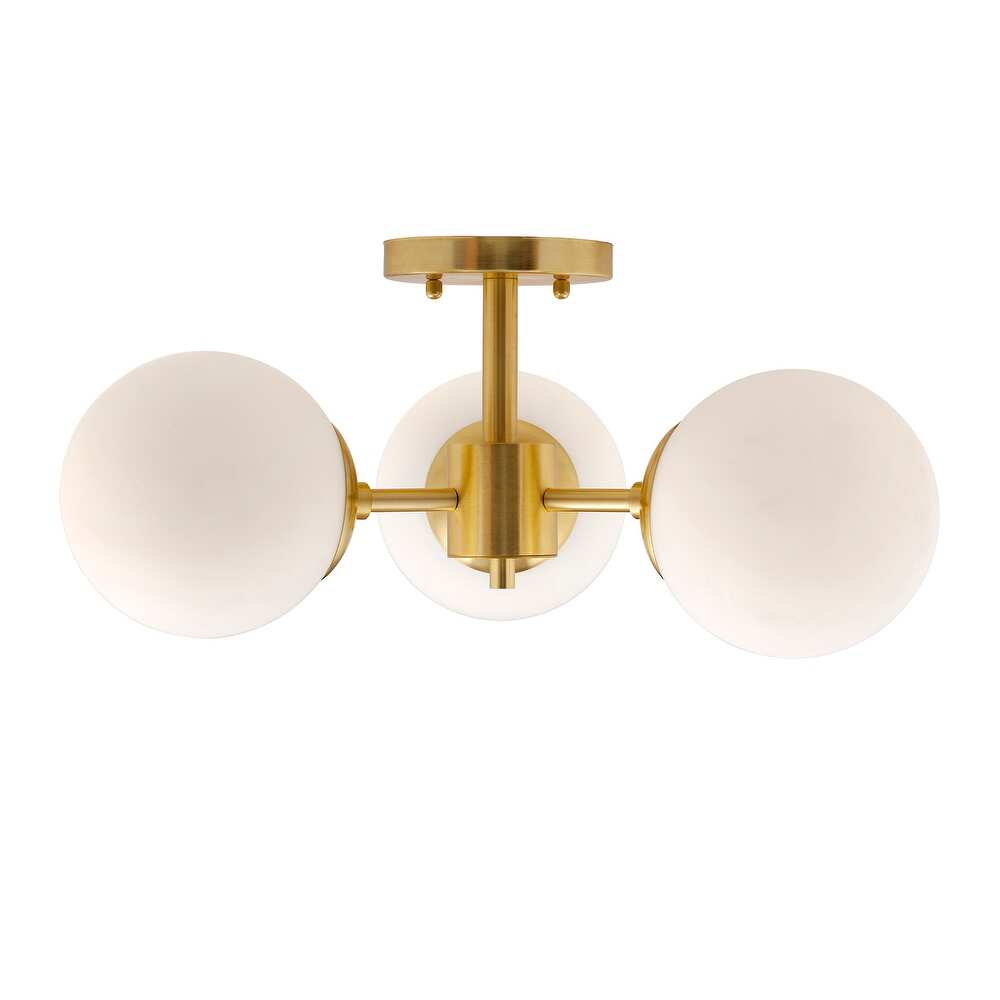 Farrell 3-Light Gold semi flush mount with Satin Opal Glass - Gold