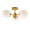 Farrell 3-Light Gold semi flush mount with Satin Opal Glass - Gold