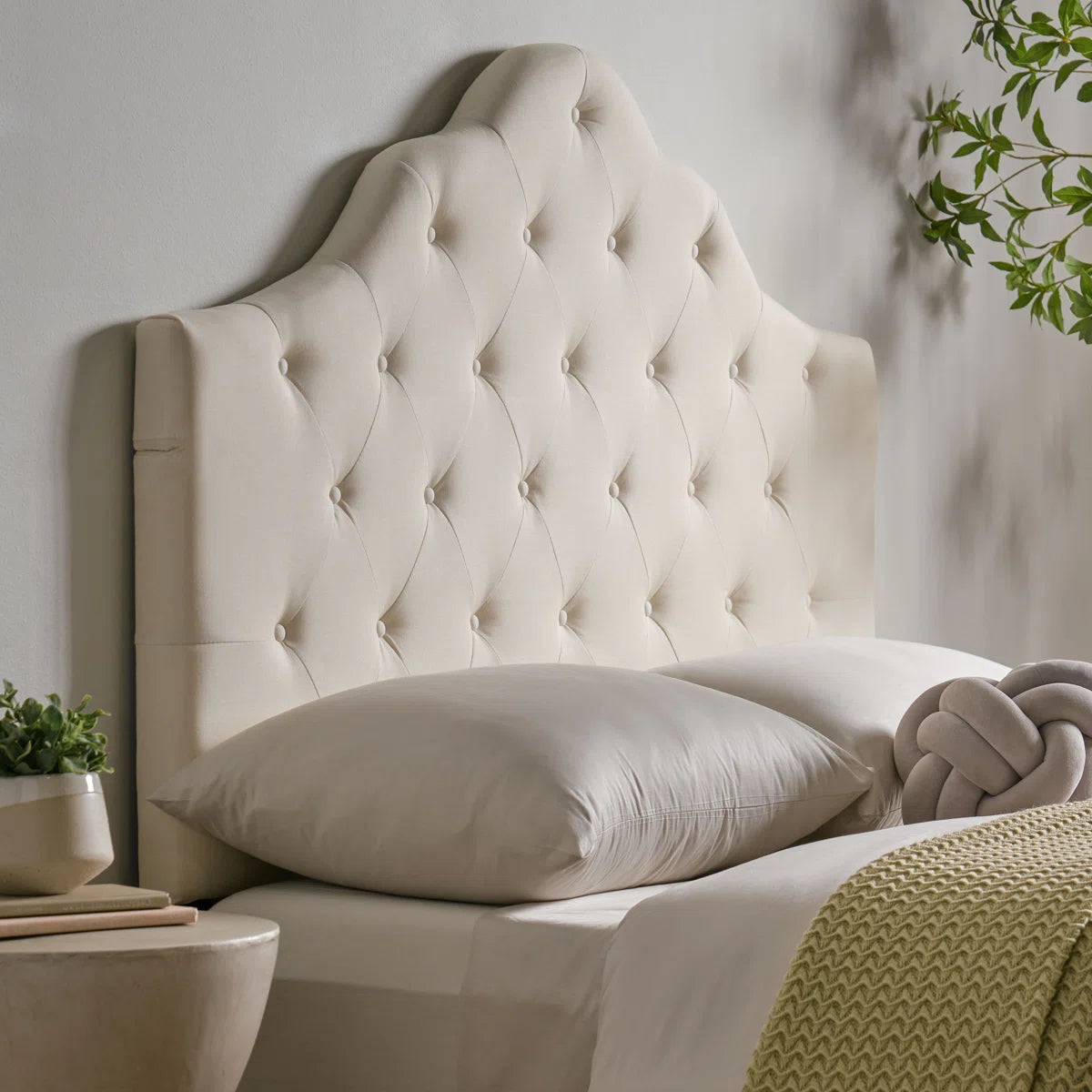 3' H x 5' L Fasching Upholstered Headboard - Ivory SHOWROOM ITEM