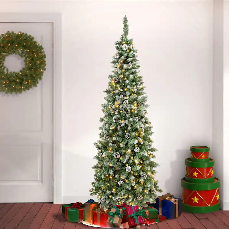 Oakley Hills Snow Slim Tree with LED Lights