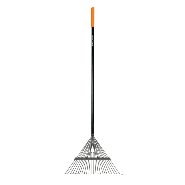 Garden Rake, Metal Tine Leaf Rake with Fiberglass Handle, Black