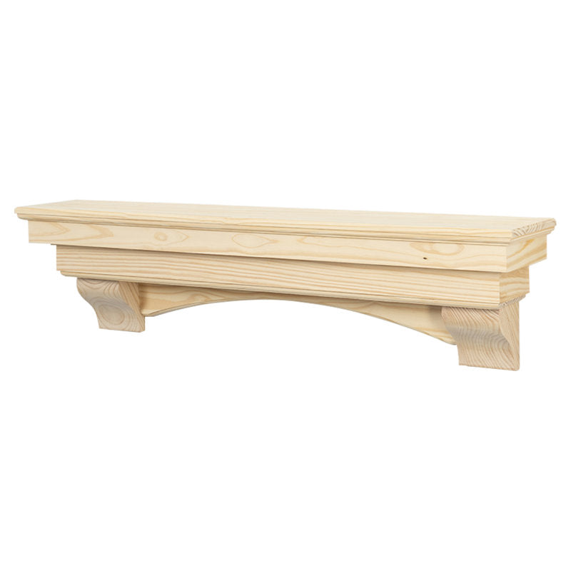 72" Unfinished Floating Wood Fireplace Mantel Shelf