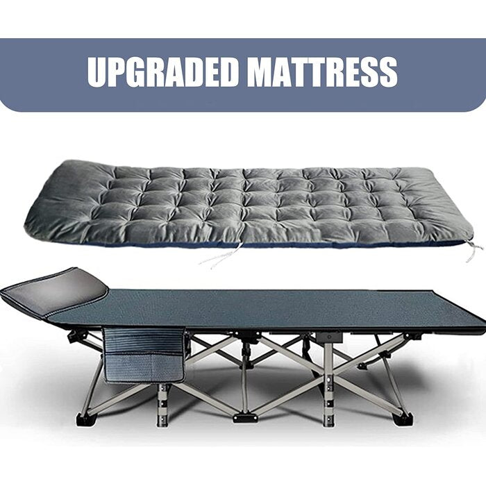 Blue Folding Camping, Heavy Duty Sleeping with Carry Bag, Double Layer Oxford Portable Travel Camp Cots