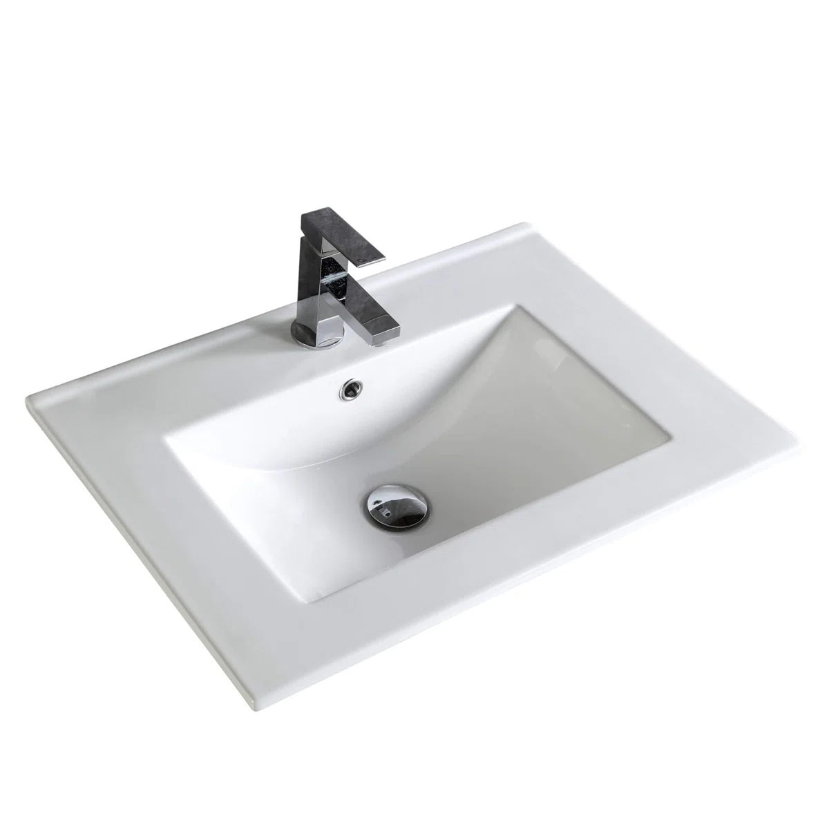 Frameport Single Bathroom Vanity Top in White with Sink