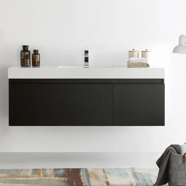 Mezzo Wall Mounted Single Sink Bathroom Vanity Set