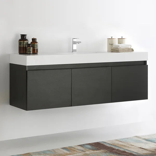 Mezzo Wall Mounted Single Sink Bathroom Vanity Set
