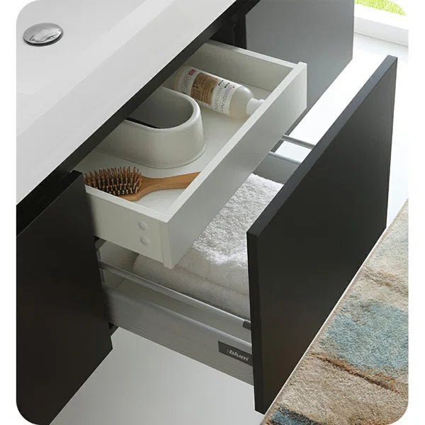 Mezzo Wall Mounted Single Sink Bathroom Vanity Set