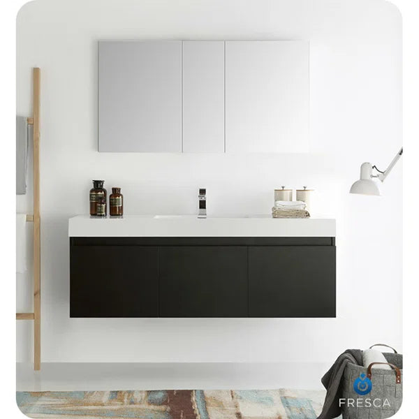 Mezzo Wall Mounted Single Sink Bathroom Vanity Set