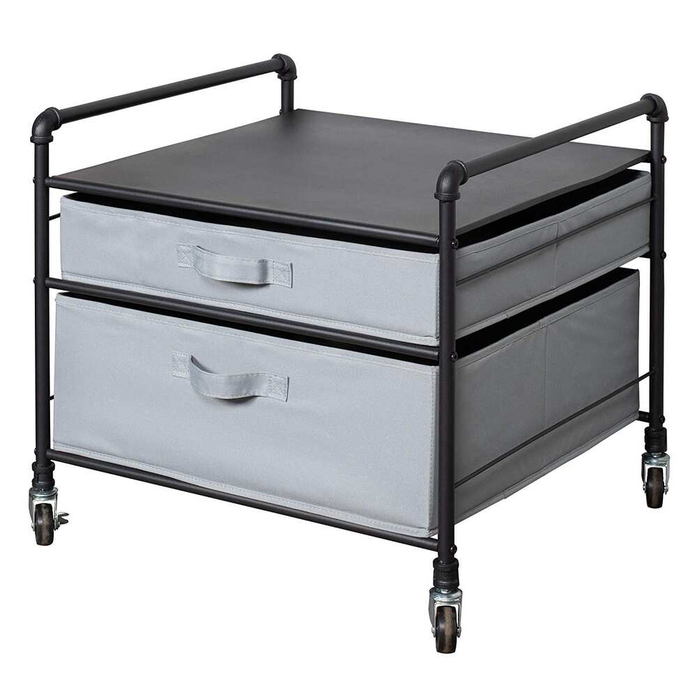 Black Pipe Frame with Light Gray Drawers