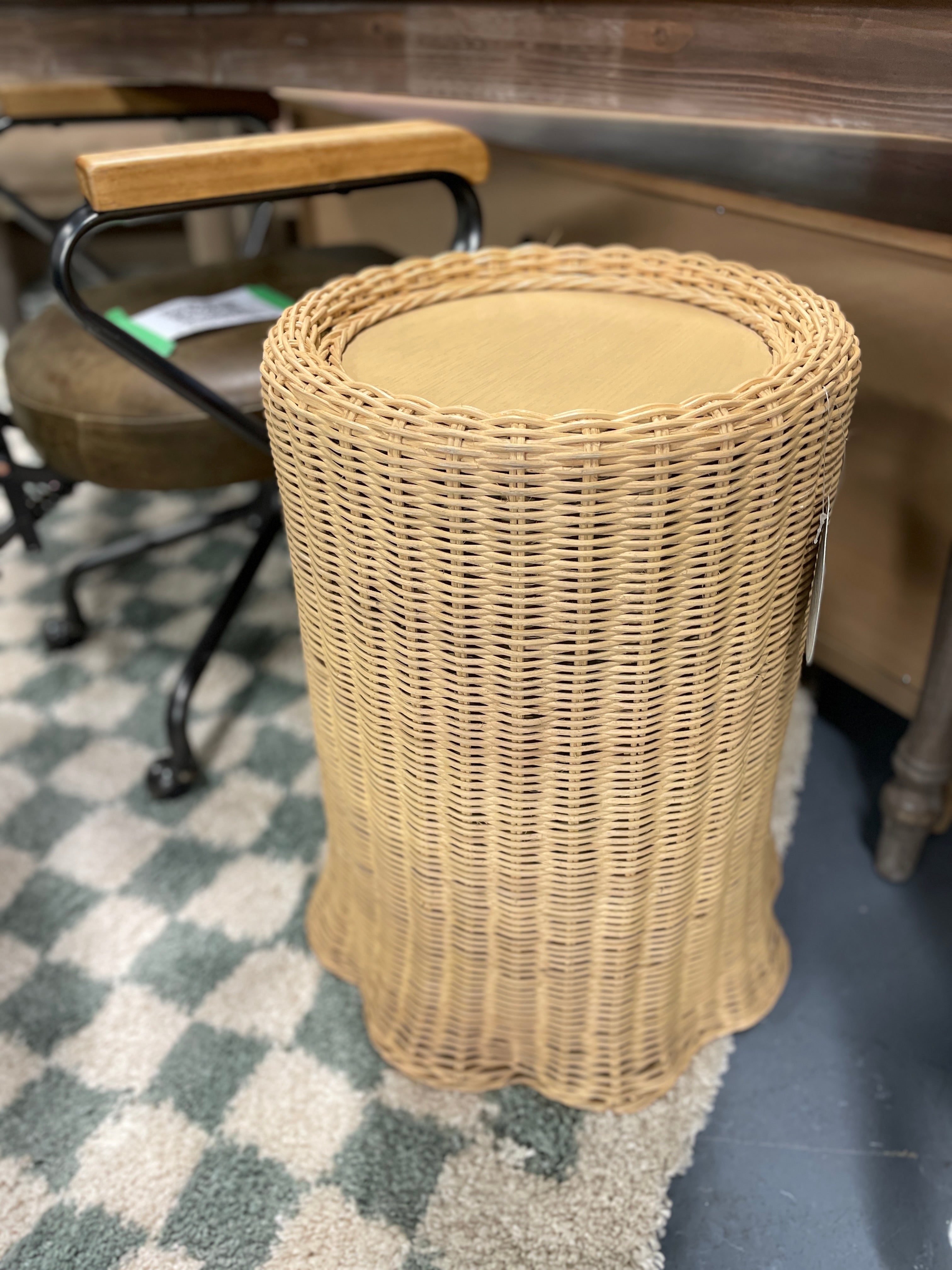 Scalloped Rattan Accent Table SHOWROOM ITEM