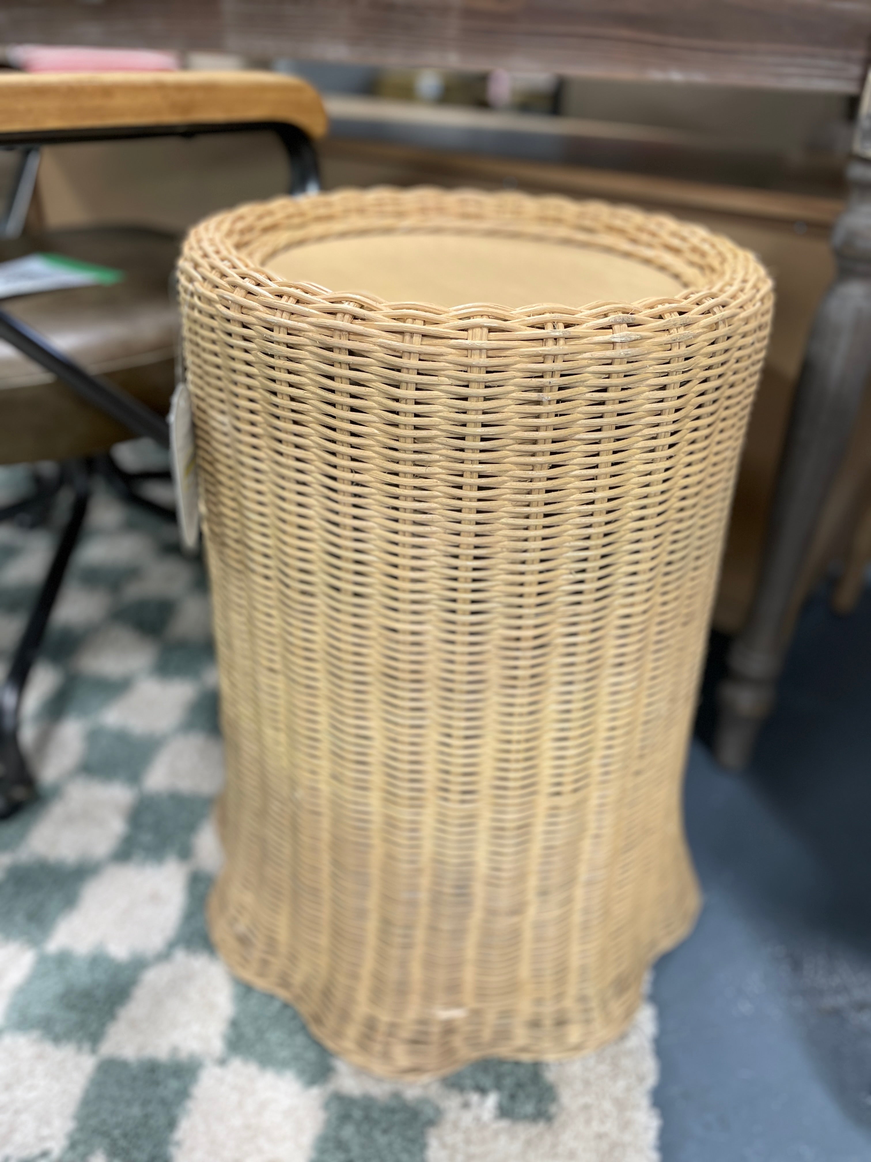 Scalloped Rattan Accent Table SHOWROOM ITEM