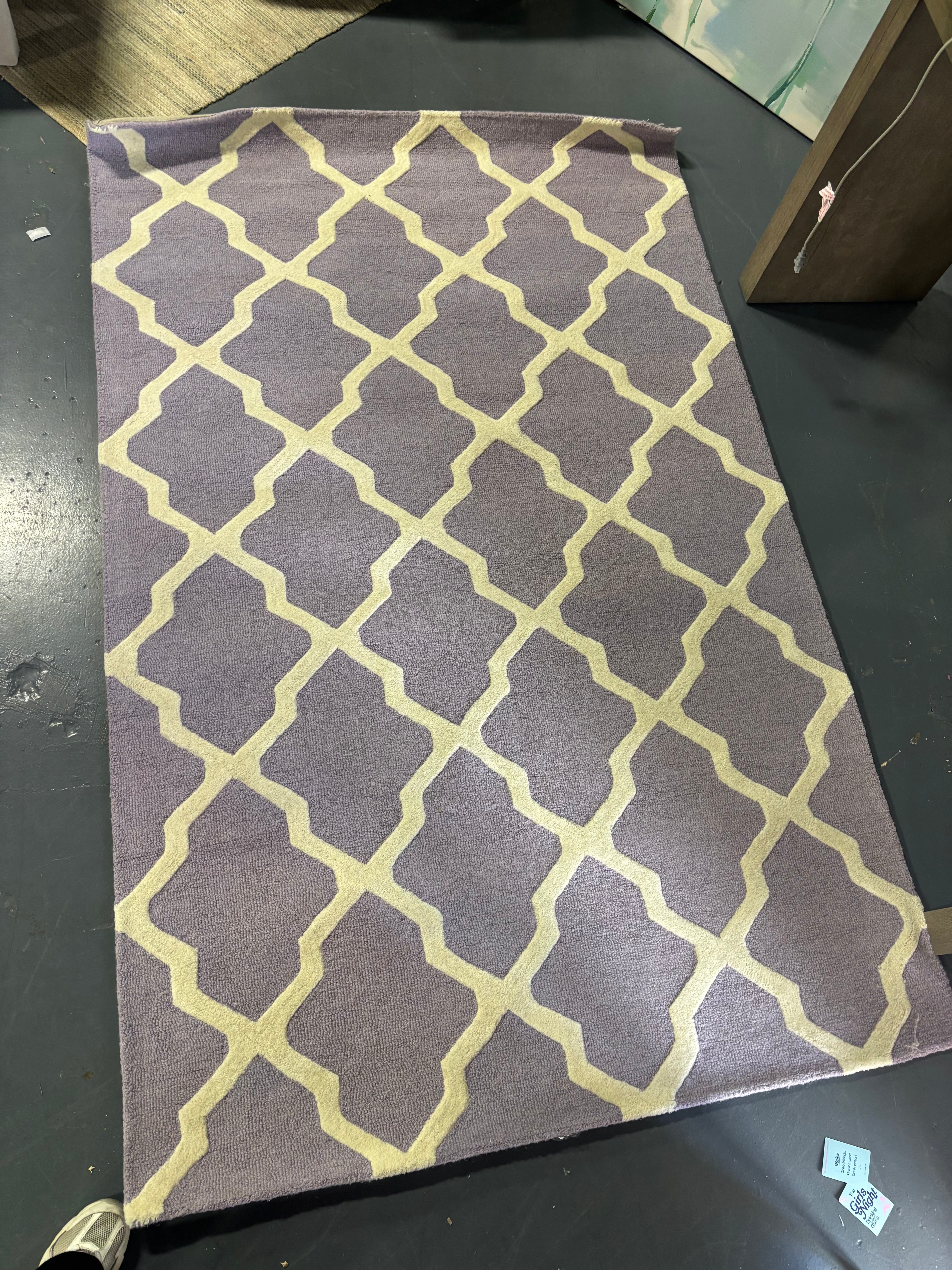 5'x8' Handmade Cambridge Luisa Moroccan Trellis Wool Rug - Purple/Ivory SHOWROOM ITEM