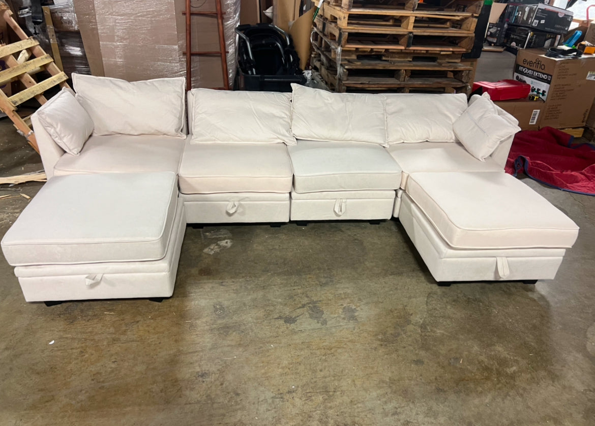 6 - Piece Upholstered Modular Sectional with Under Seat Storage