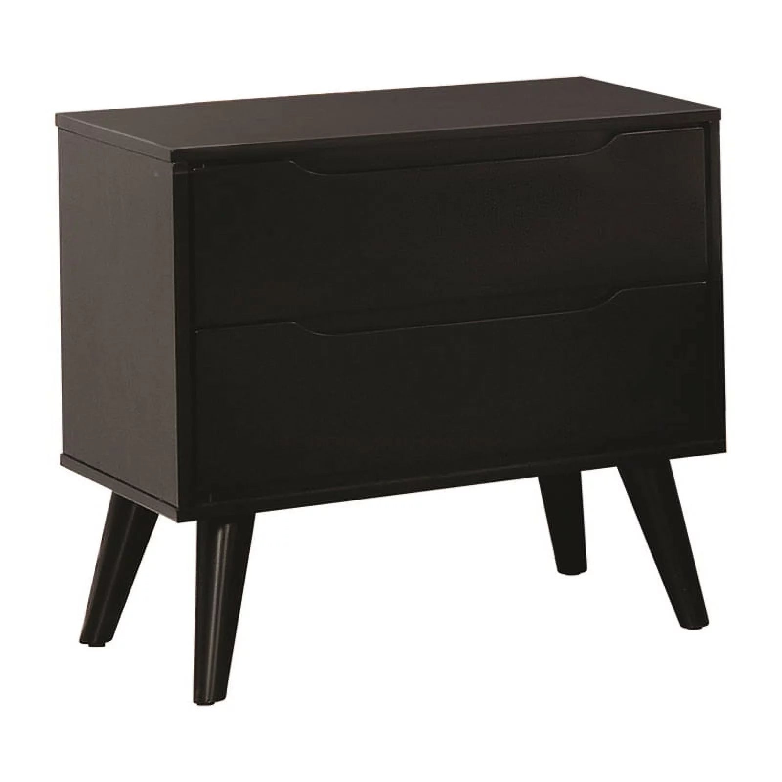 Belkor Mid-Century Modern Wood 2-Drawer Nightstand in Black