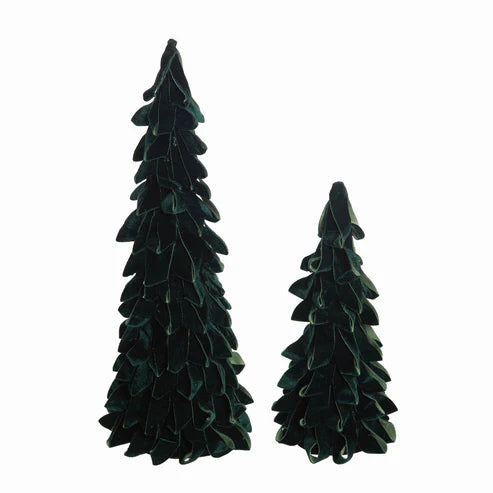 Velvet Emerald Green Trees, Set Of 2