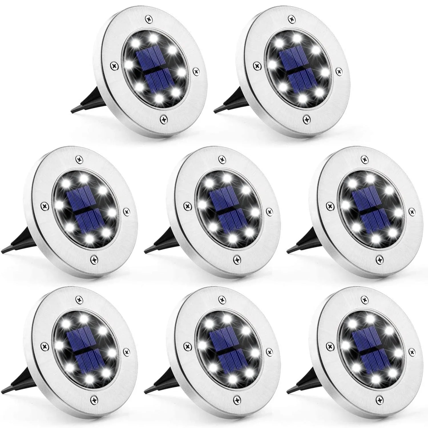 8 Pack Outdoor Solar Garden Landscape Ground Lights with Waterproof (White)