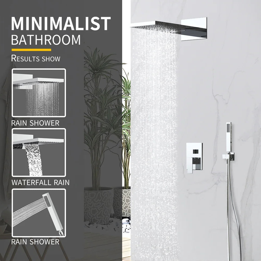 Wall Mount Waterfall Rain Shower System (valve Included) - Chrome