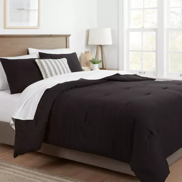 Washed Cotton Sateen Comforter and Sham Set Full/Queen