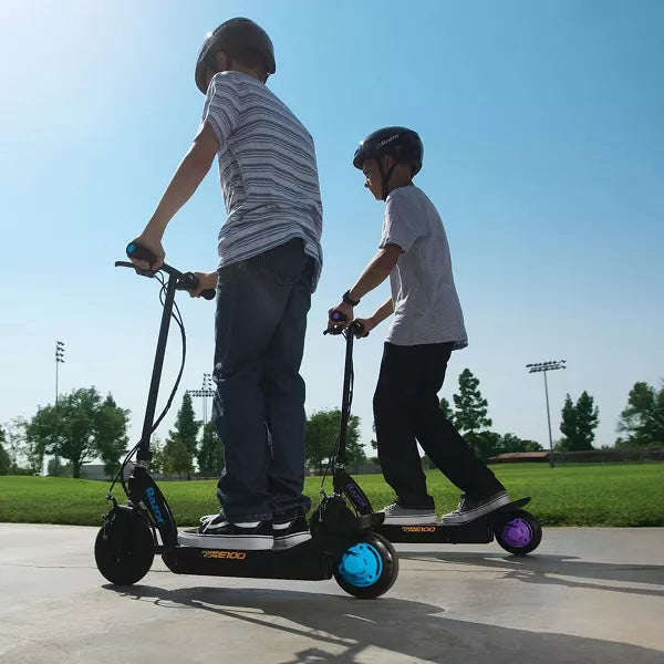 Power Core Electric Scooter with Aluminum Deck, Hand Operated Front Brake, and Adjustable Handlebar Height, Purple