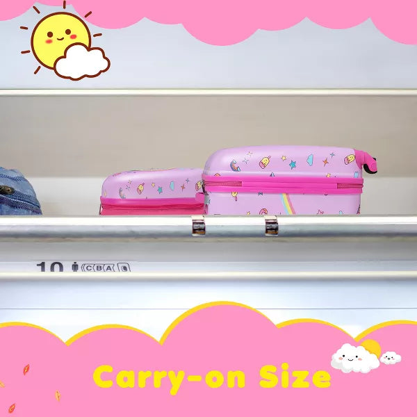2PC Kids Carry On Luggage Set 12" Backpack and 16" Rolling Suitcase for Travel