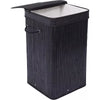 Bamboo Square Laundry Hamper with Lid and Cloth Liner - Black