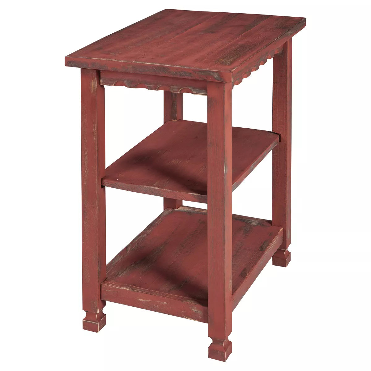 Country Cottage 2 Shelf Wood End Table Antique Finish