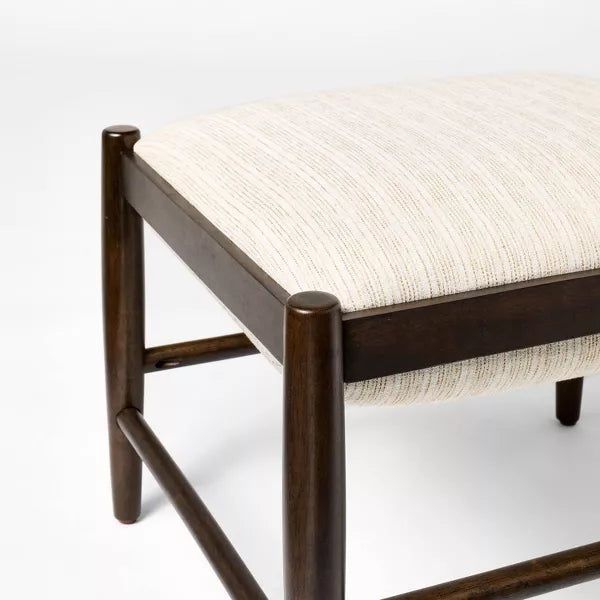 Wood Frame Pillow Top Ottoman Cream