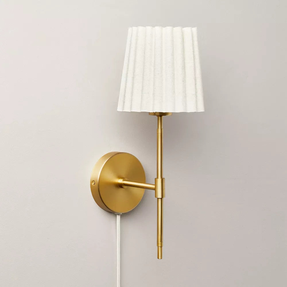Pleated Shade Wall Sconce Brass/Oatmeal