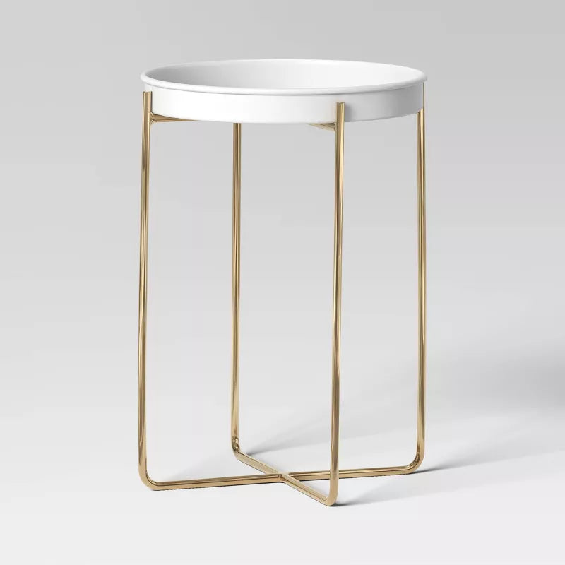 Iron Indoor Outdoor Plant Stand White/Brass