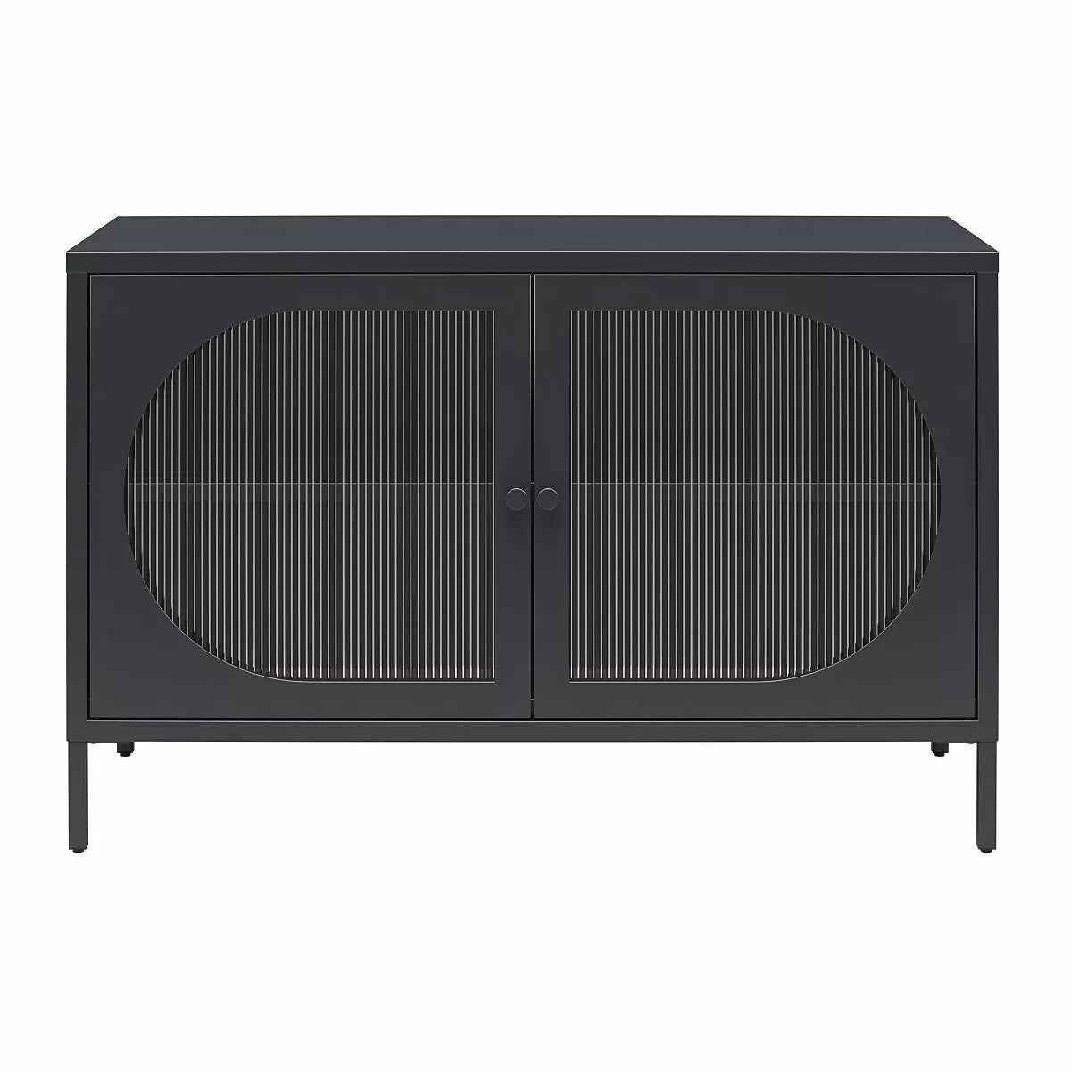 Luna Wide 2 Door Accent Cabinet with Fluted Glass