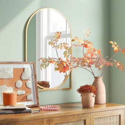 Decorative Wall Mirror Gold - Modern Powder-Coated Metal, Novelty Shape, Wall Mount