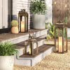 Pillar Cast Aluminum Lantern Candle Holders Gold